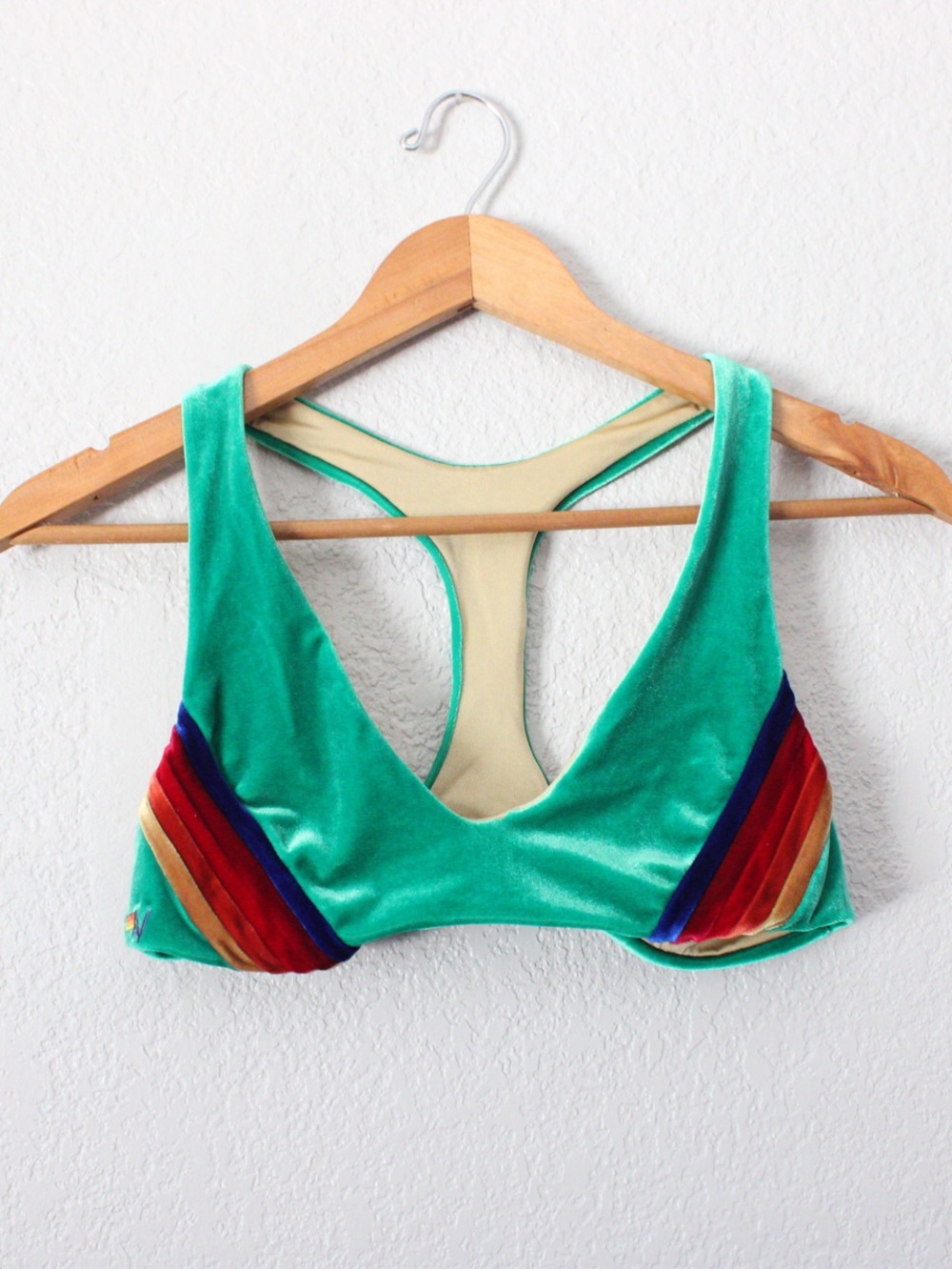 Aviator Nation Green with Rainbow Stripe Bikini - Picture 2 of 11